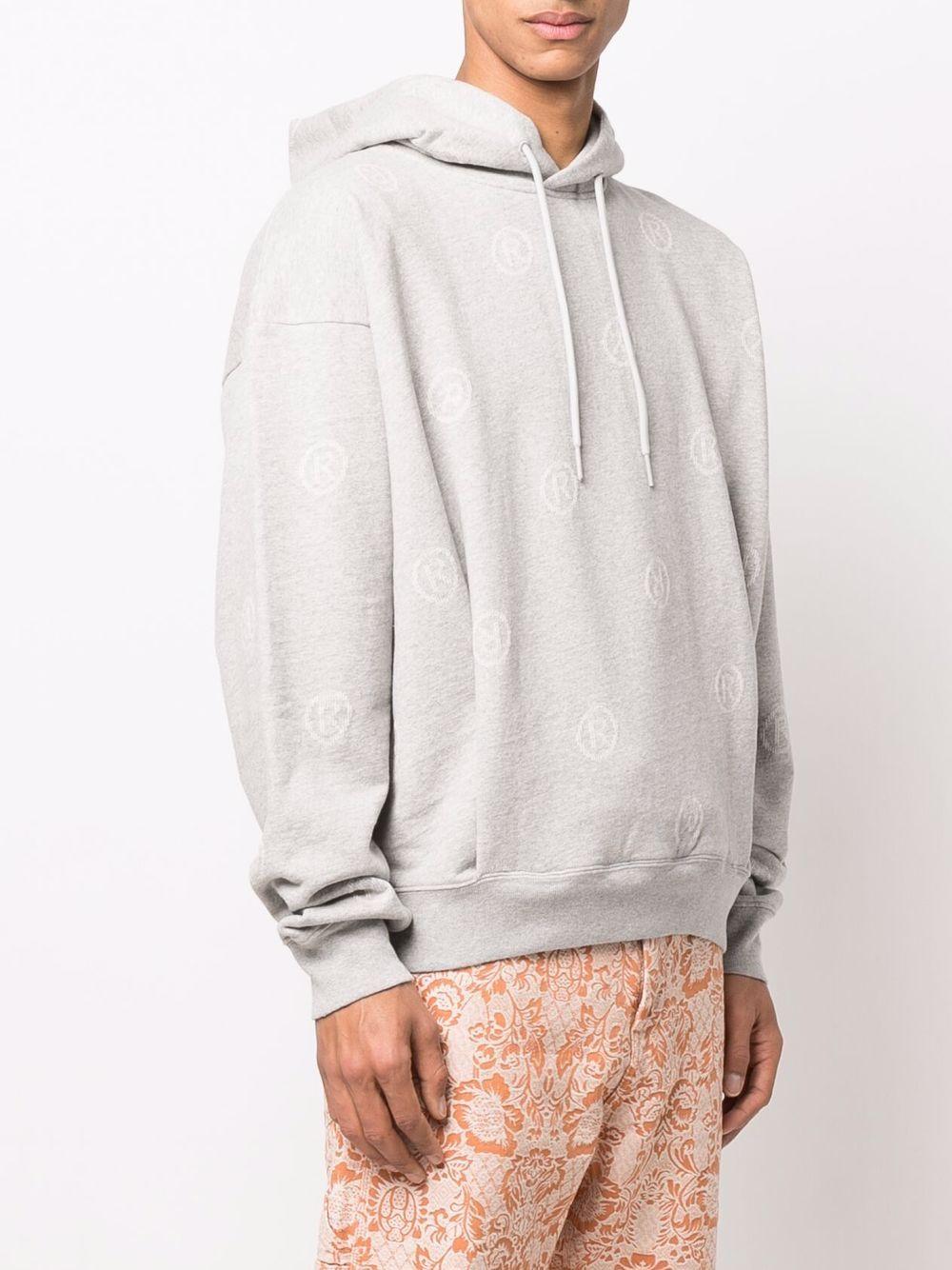 MARTINE ROSE Gray R Logo Pattern Hoodie Sweatshirt CMRSS22602FJ GREY STK