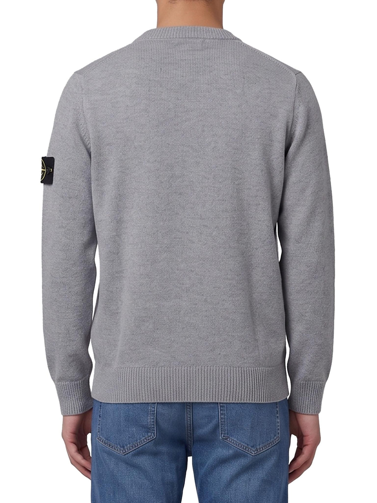 STONE ISLAND Wool Round Neck Knit Sweater Navy