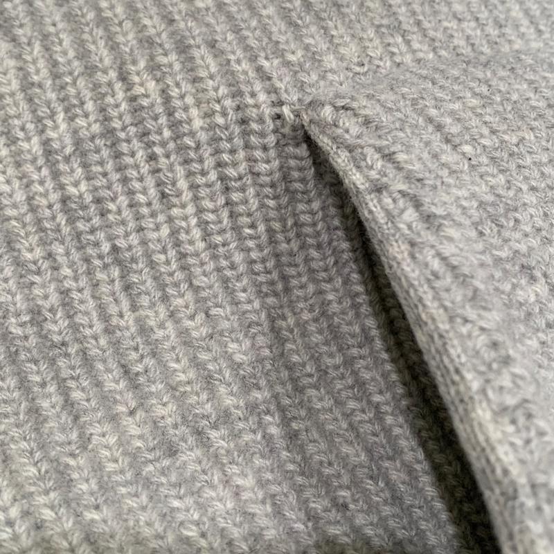CELINE Ribbed Wool Hooded Knit Sweater Gray