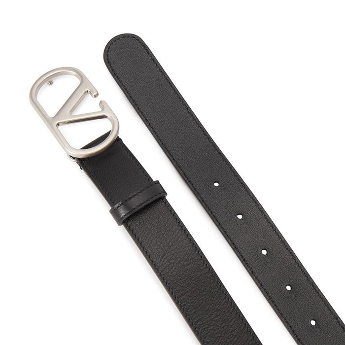 VALENTINO VLogo Signature Black Leather Men's Belt