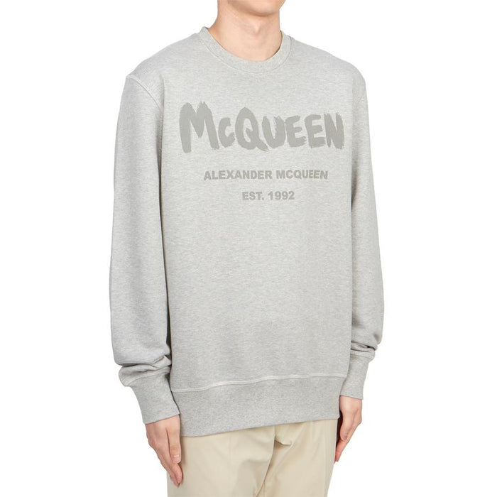 Alexander Mcqueen Logo Crewneck Sweatshirt Grey Men’s Cotton