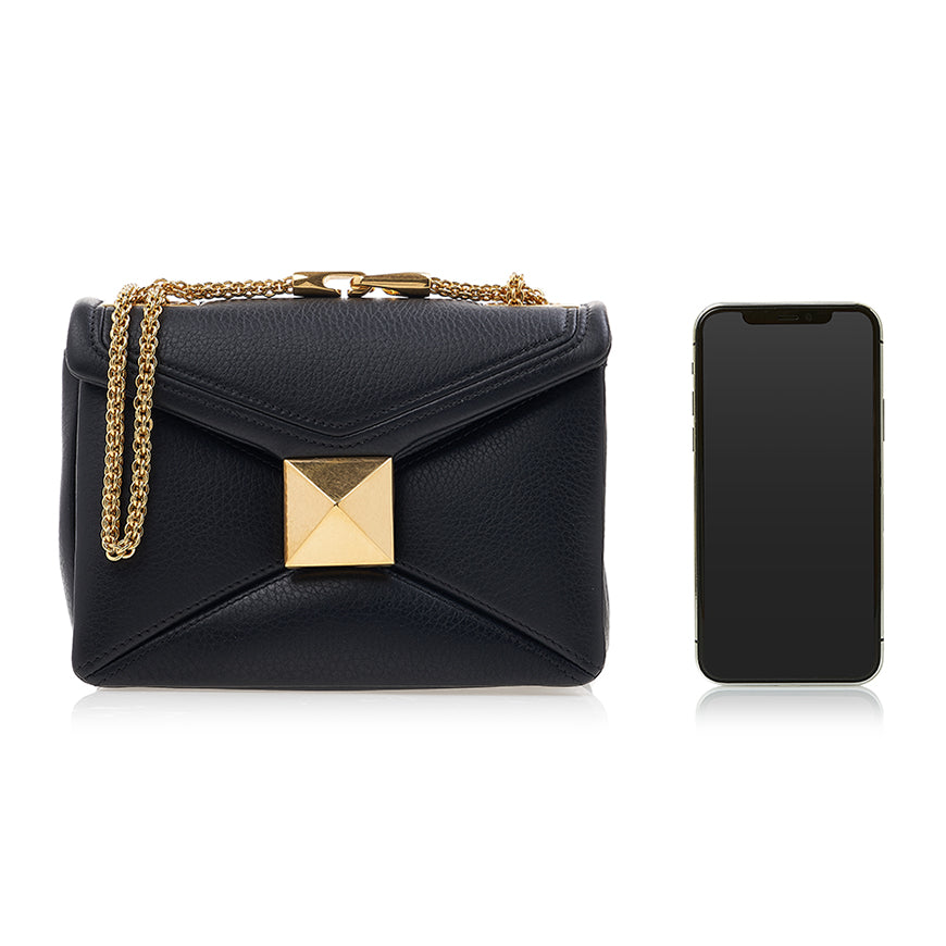 VALENTINO One Stud Black Leather Chain Crossbody Bag 1W2B0K21 ILK 0NO 1