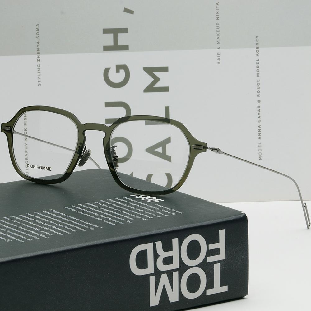 DIOR Green Transparent Acetate Square Eyeglass Frames Unisex DIORDISAPPEAR04 1ED