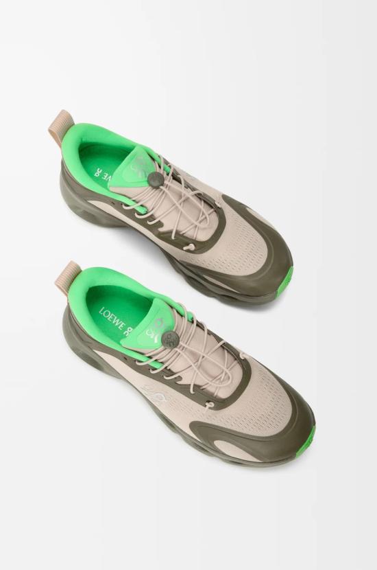 LOEWE Khaki Green Sand Leather Sneakers M929282 X384227