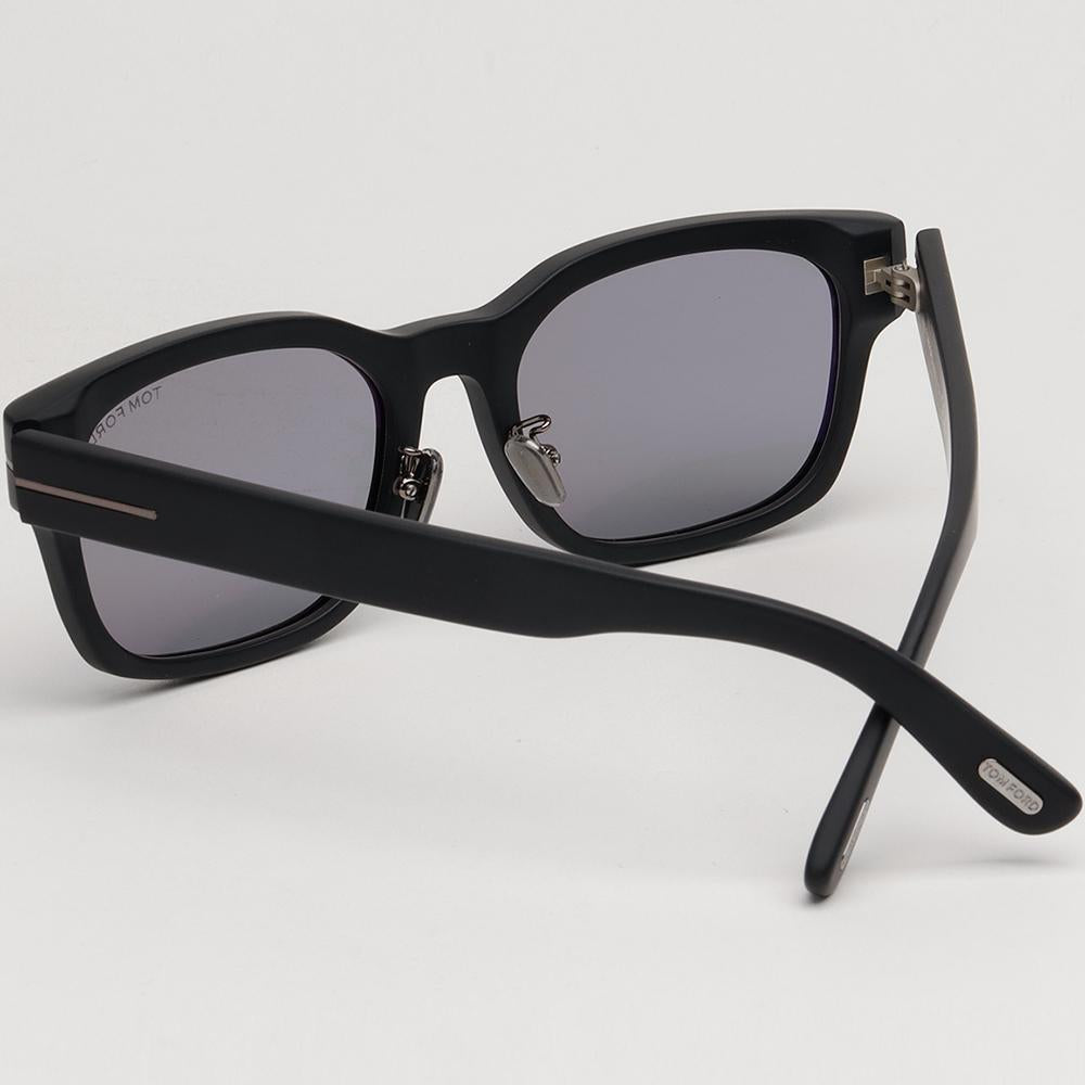 TOM FORD Gray Semi-Mirrored Matte Black Acetate Sunglasses Unisex TF1232DN 02A
