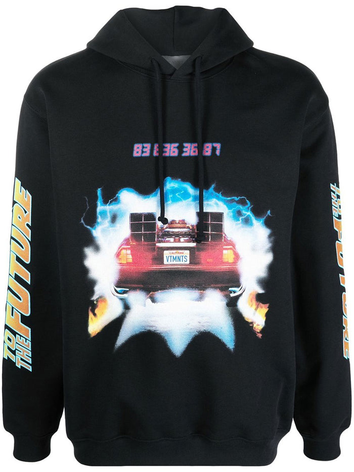 Vetements Back to the Future Graphic Print Hoodie Black