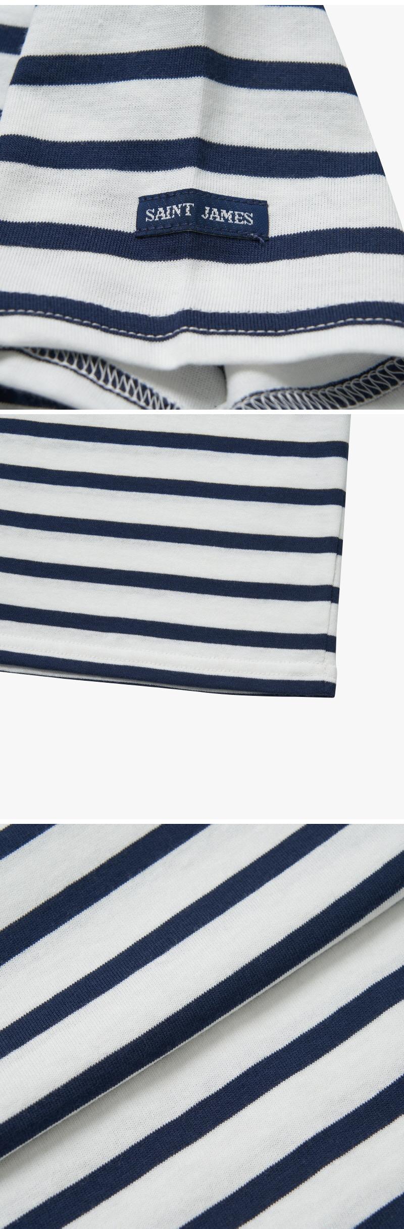 Saint James Kids Short Sleeve T-Shirt White/Navy Striped