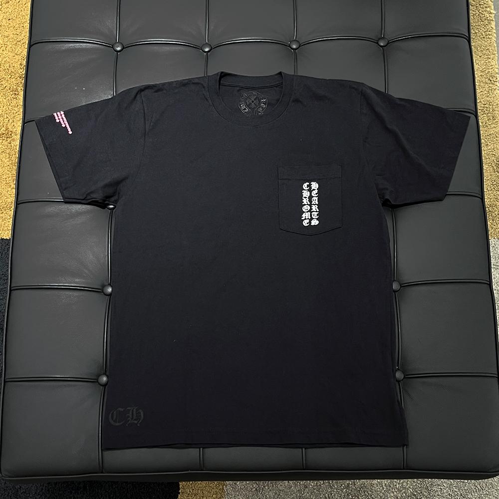 Chrome Hearts Black Pink Roller Back Logo Lettering Print Short Sleeve T-Shirt