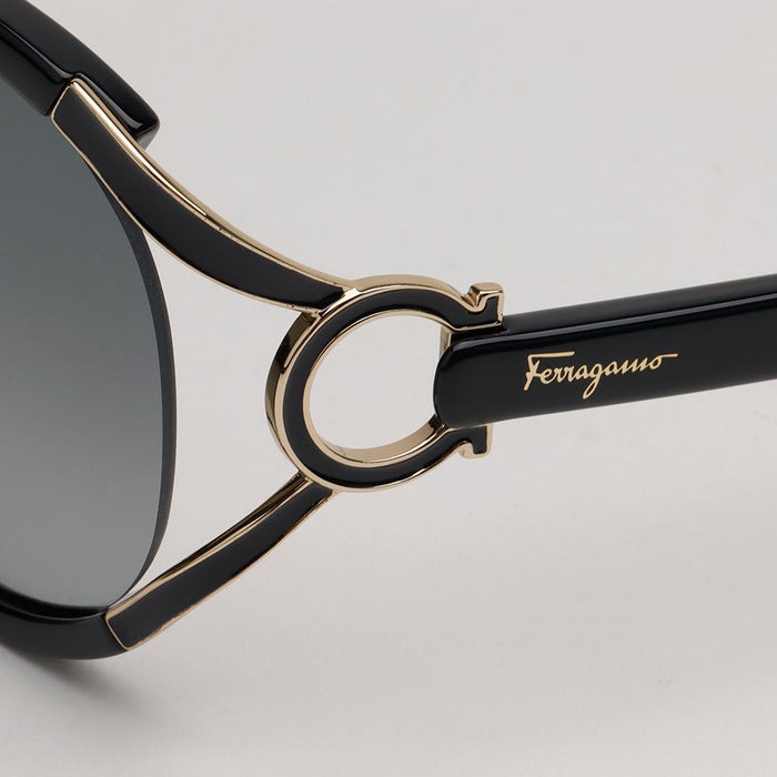 Ferragamo Black Acetate Butterfly Frame Sunglasses Unisex