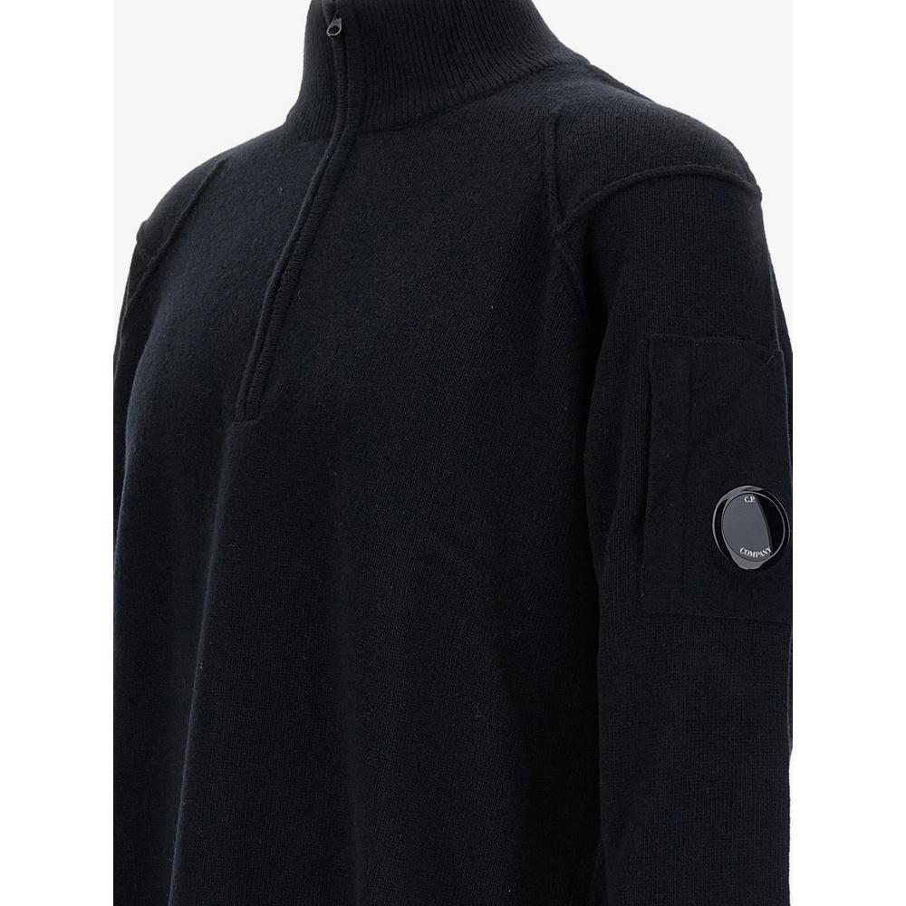 CP Company Lambswool Half-Zip Turtleneck Sweater Black Men