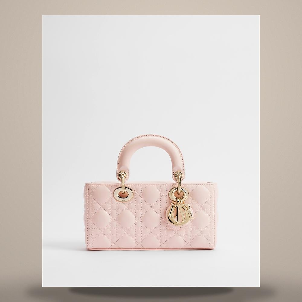 DIOR Lady D-Joy Small Shoulder Bag Powder Pink Cannage Lambskin