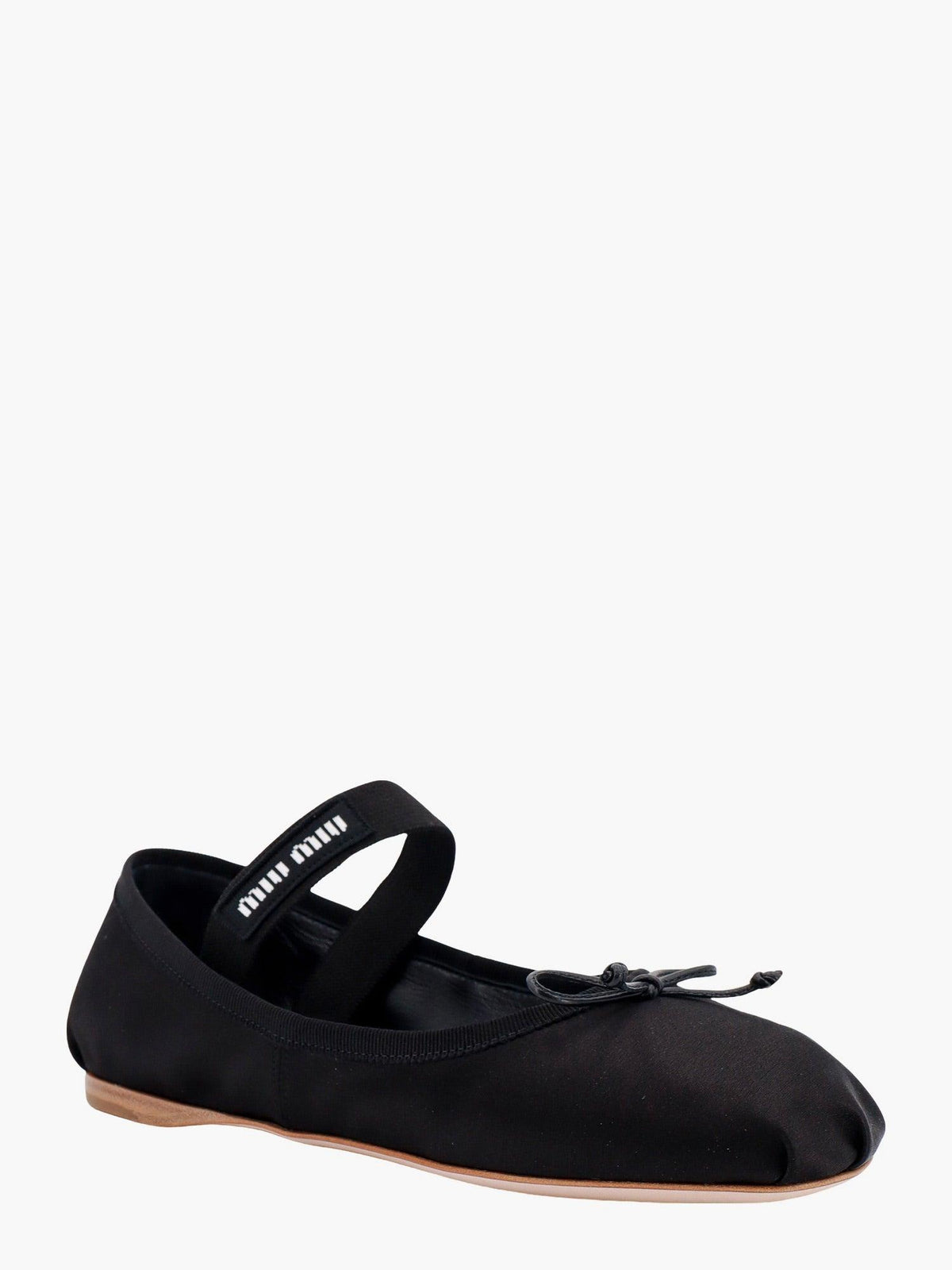 Miu Miu Black Leather Flat Shoes