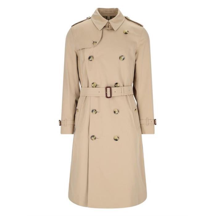 BURBERRY Heritage Trench Coat Men’s Beige Cotton Outerwear