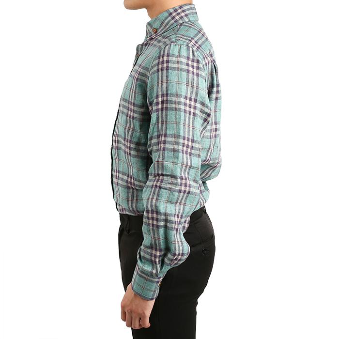 Vivienne Westwood Men’s Check Linen Long Sleeve Shirt S25DL0456