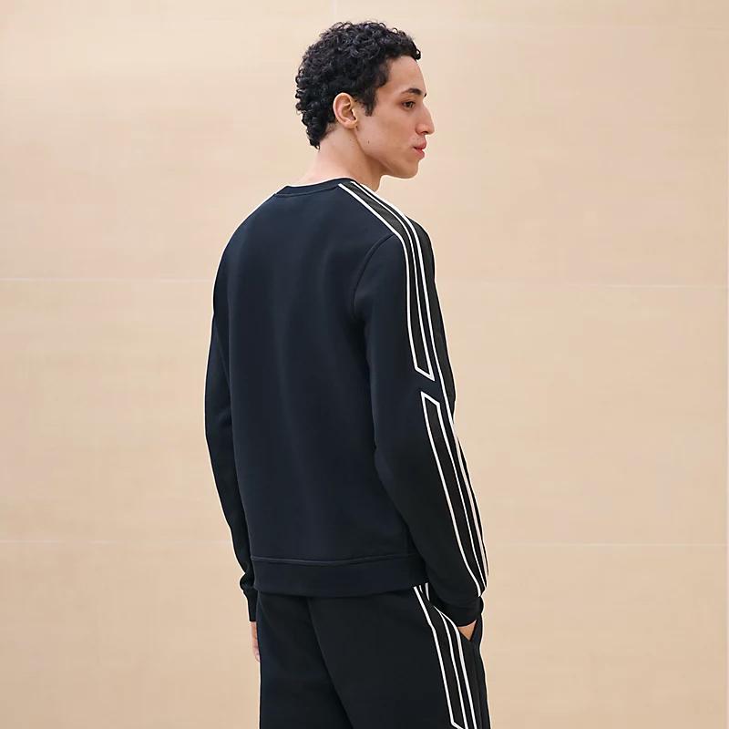 HERMES Men’s Cotton Crewneck Sweater Black Run H