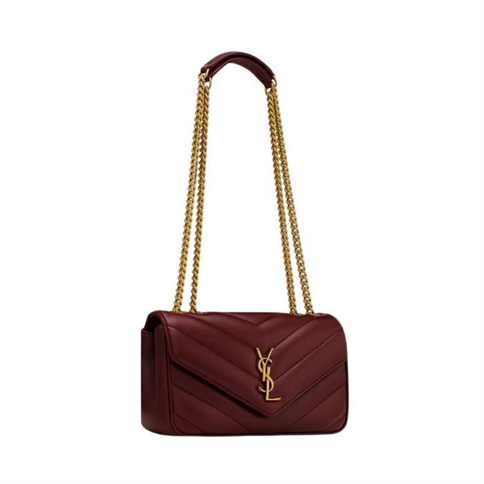 Saint Laurent Rouge Cabernet Leather Shoulder Bag 801437 AAEAX 6197