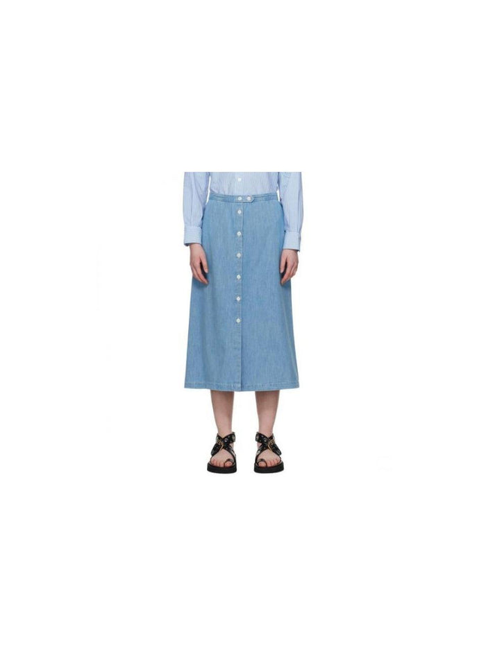 A.P.C. Deauville Midi Skirt Beige Cotton Blend