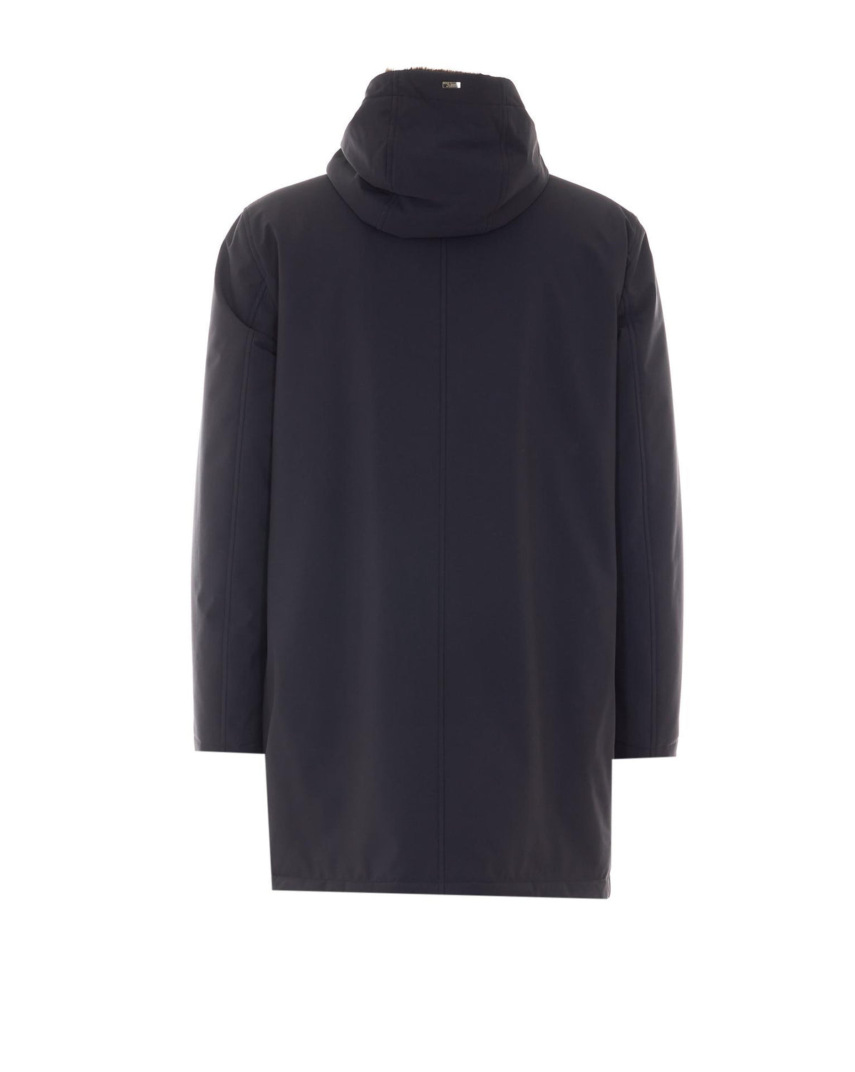 Herno Navy Wool-Blend Single-Breasted Coat for Men