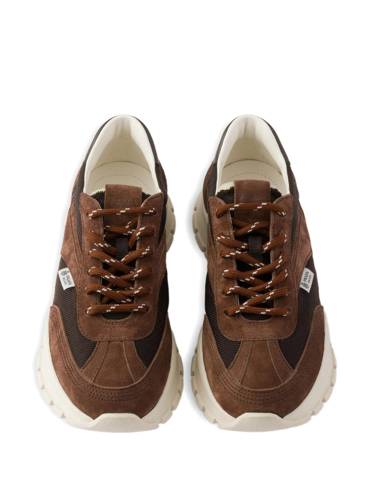 PRADA White Leather Low-Top Sneakers