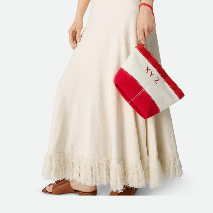 Bottega Veneta Medium Flip Flap Pouch White Scarlet Unisex
