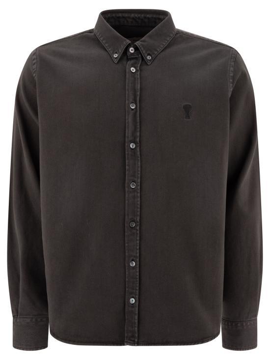 AMI Tonal Heart Logo Button-Down Shirt White Women’s