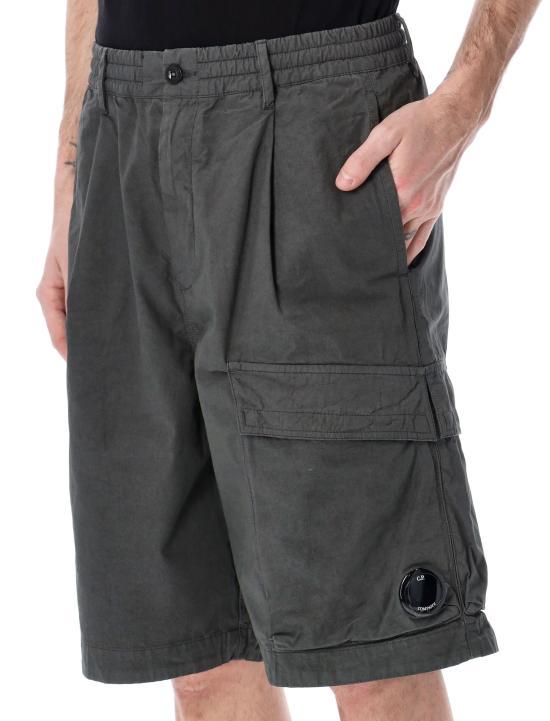 CP Company Gunmetal Cotton Drawstring Cargo Shorts Men 20CMBE127 A110325 G921