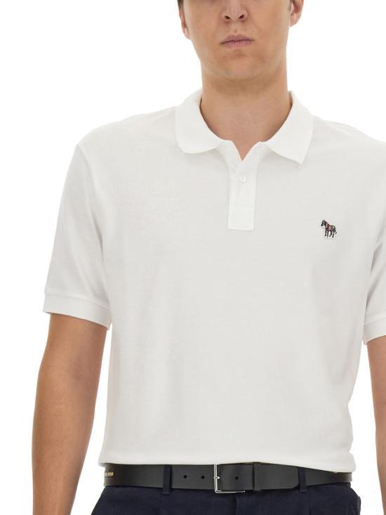 Paul Smith White Zebra Logo Polo Shirt for Men M2R183 KKZEBRA 01