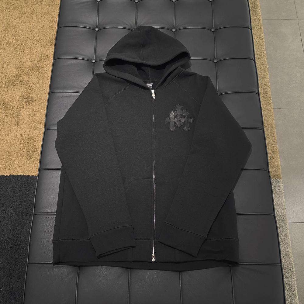 Chrome Hearts Paper Jam Patch Zip Hoodie Black Unisex
