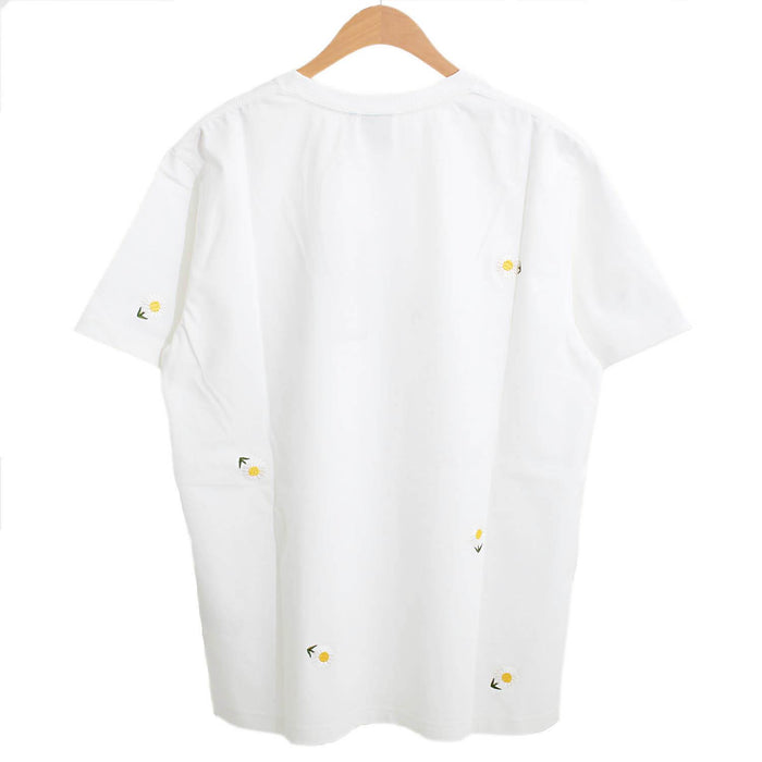 DIOR MEN Daisy Embroidered Logo Short Sleeve T-Shirt White