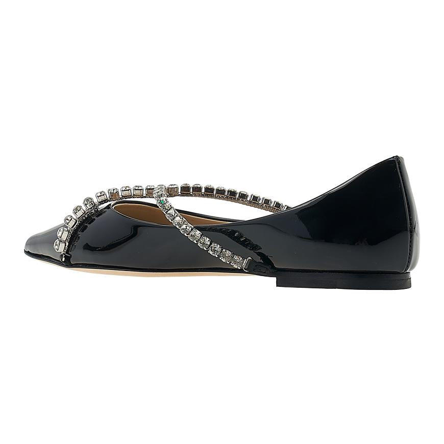 Jimmy Choo Genevi Flat Shoes for Women GENEVI FLAT BOB BLACK CRYSTAL