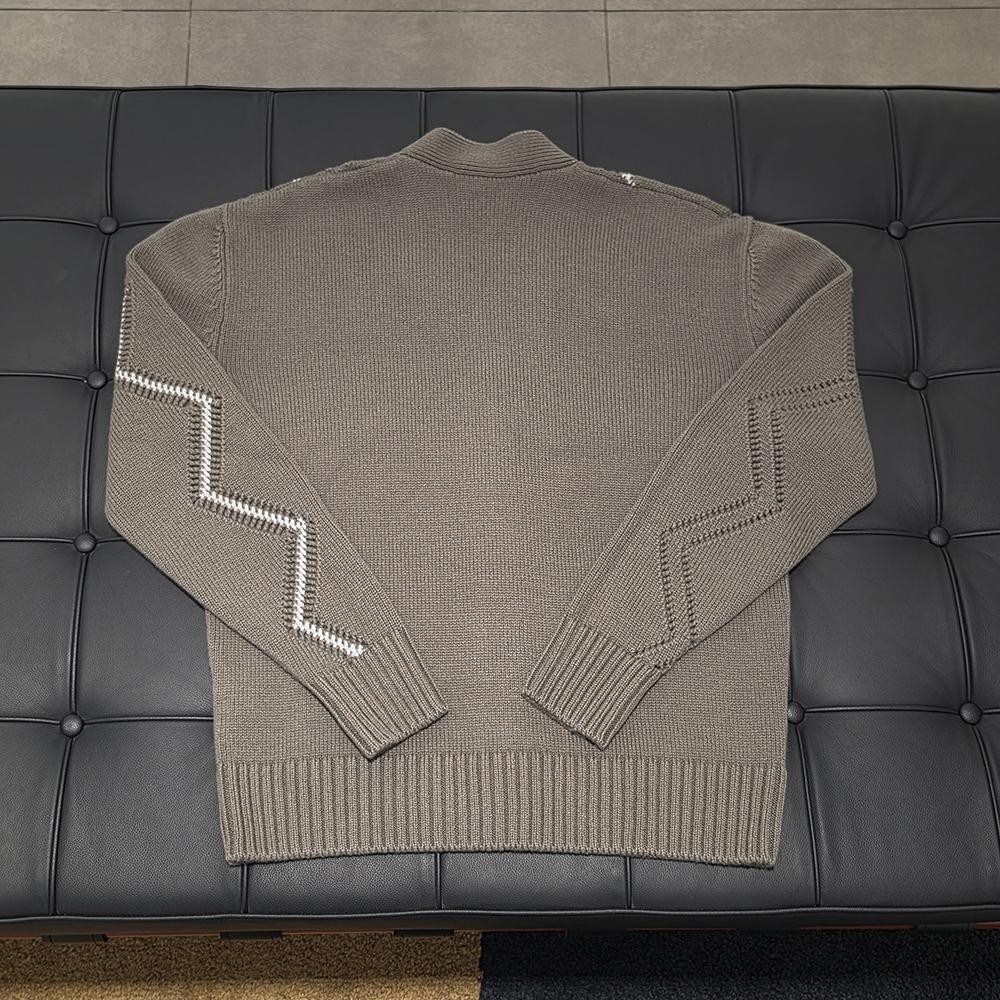 HERMES Mens Joa et Azur Button Cardigan Taupe Brown