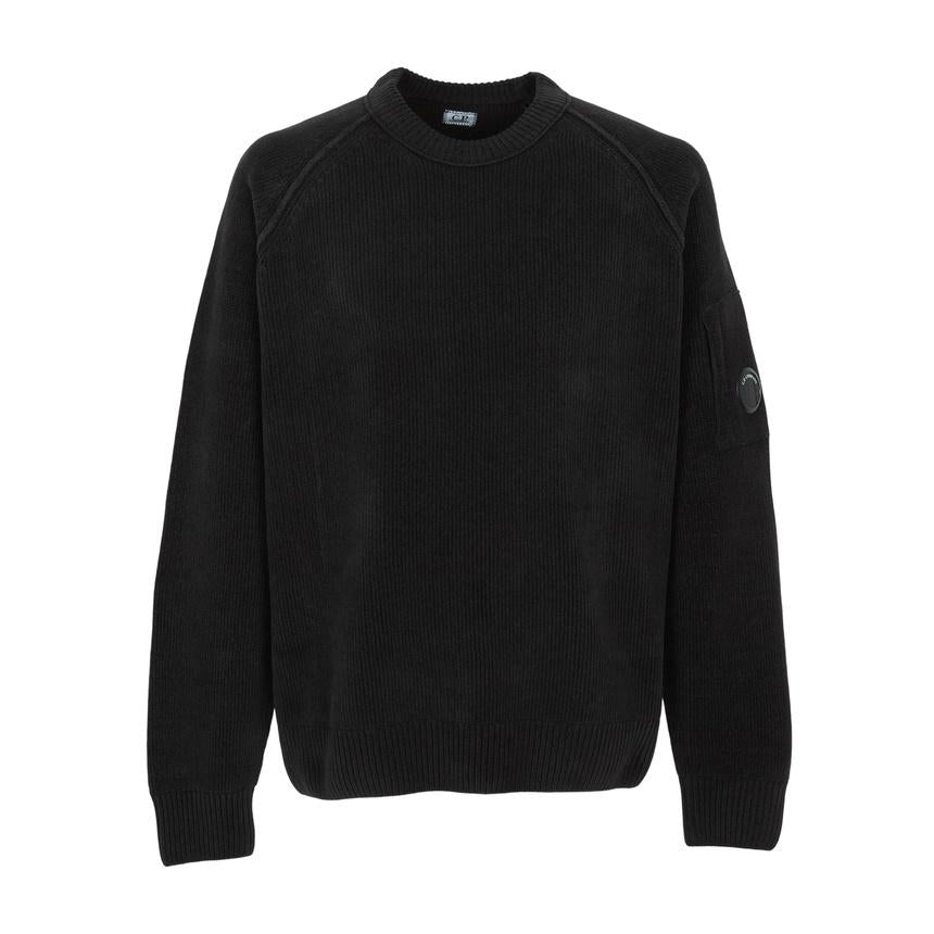 CP Company Black Wool Blend Crewneck Knit Sweater for Men