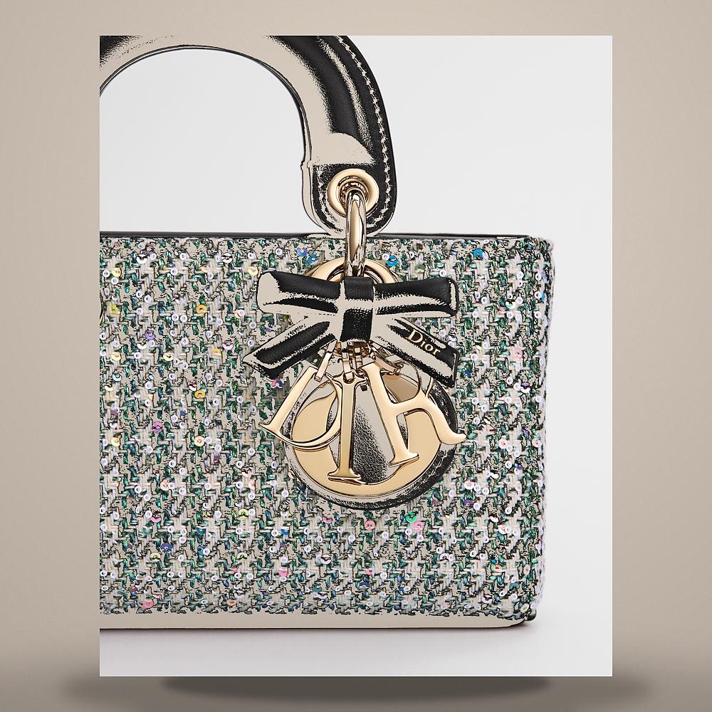 DIOR Lady D-Joy Mini Multicolor Houndstooth Sequin Embroidery Sho M0664OSOW M911