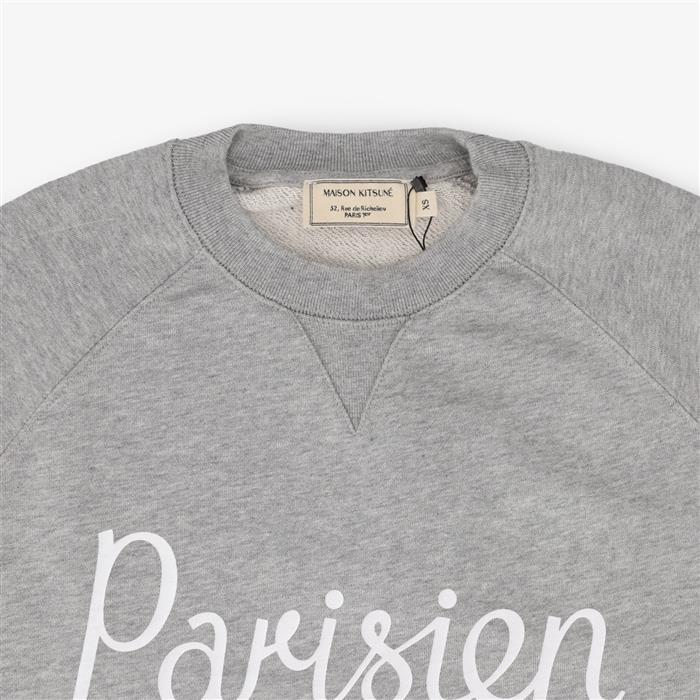 Maison Kitsune Parisien Vintage Unisex Sweatshirt Gray Cotton