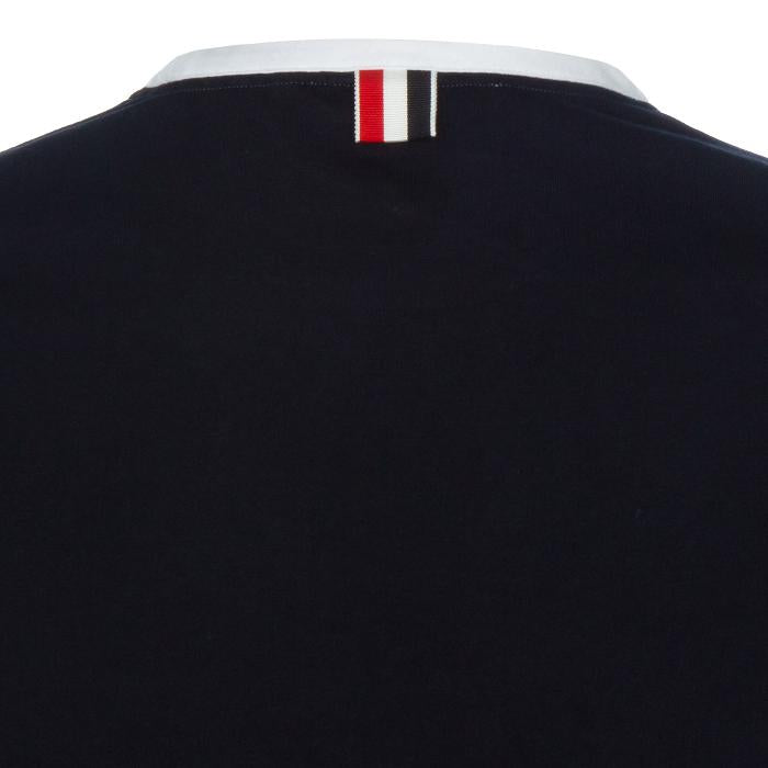THOM BROWNE Navy Sleeve Ringer Cotton T-Shirt Women