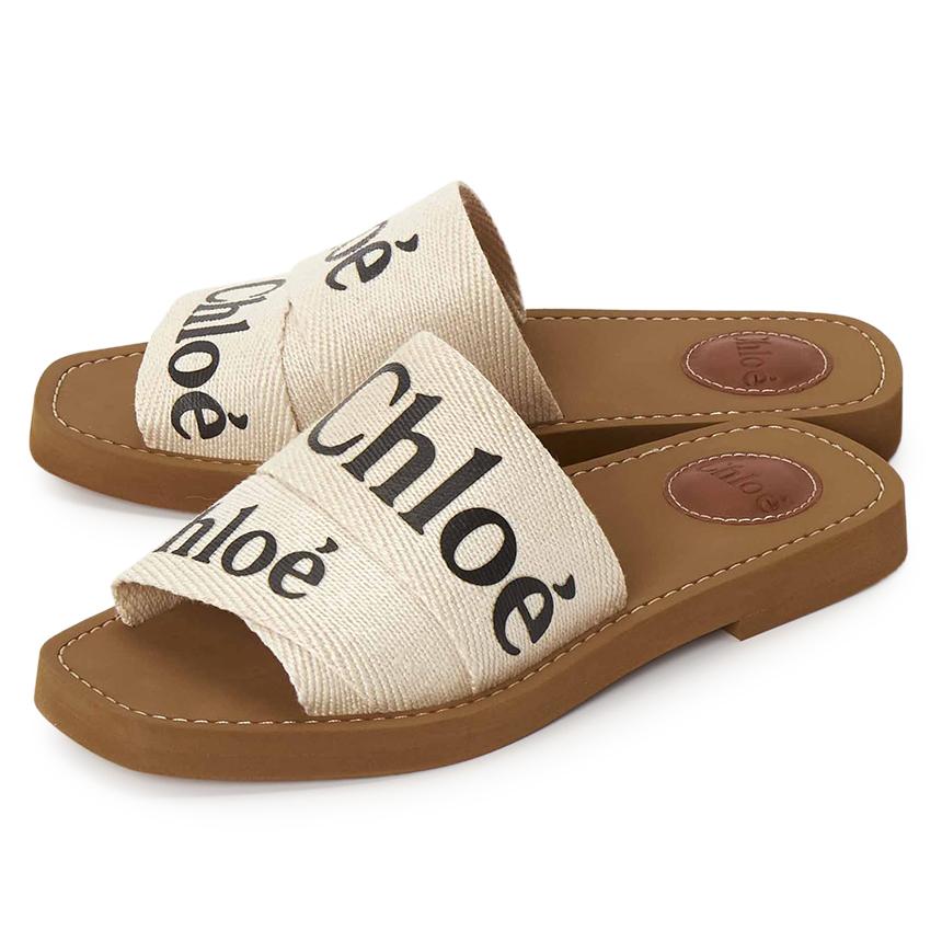 Chloe Woody Logo Canvas Slide Sandals CHC22U188Z3 101