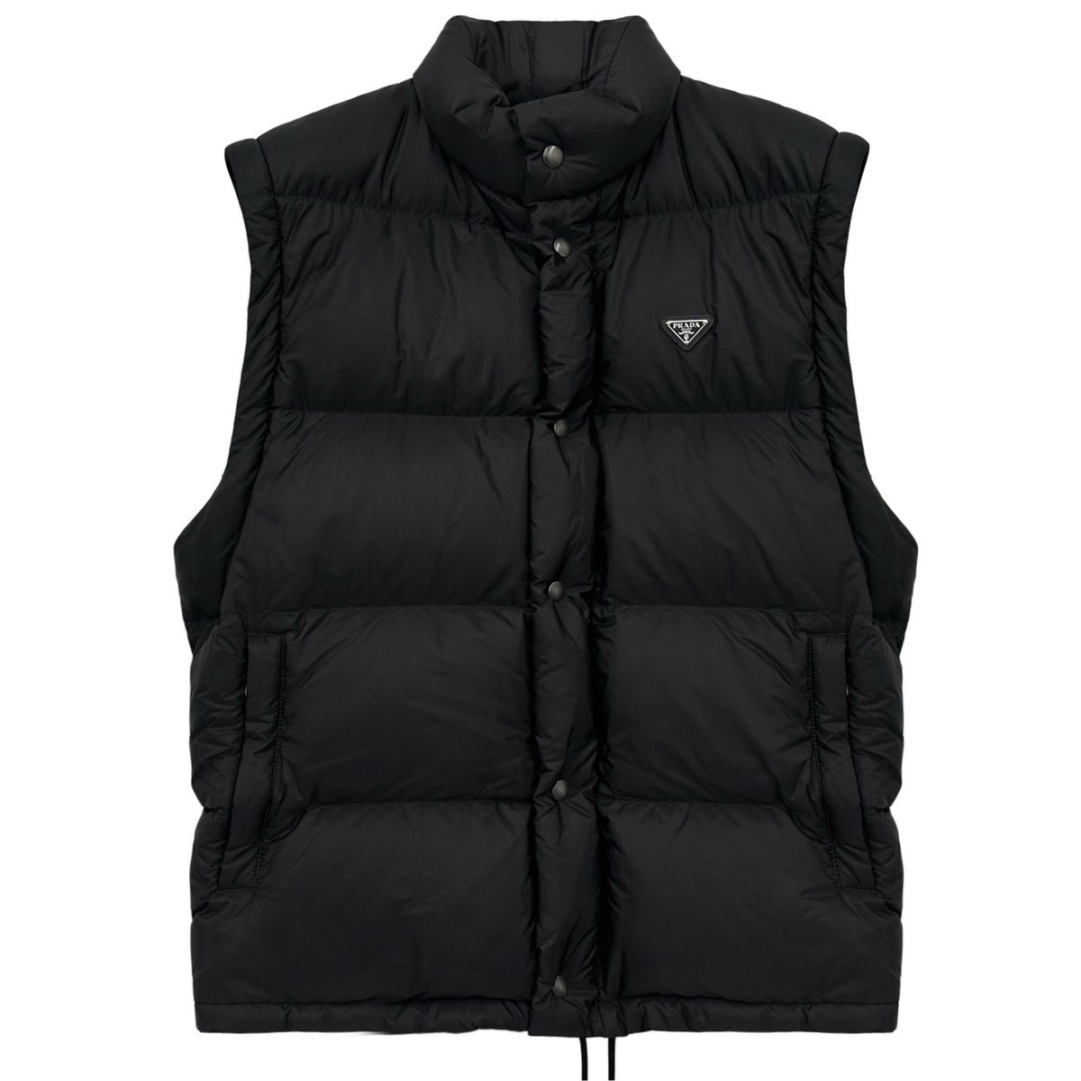 PRADA Goose Down Puffer Jacket Detachable Sleeves Triangle Logo Bla SGC863 F0002