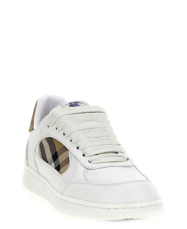 BURBERRY Leather Check Terrace Low-Top Sneakers