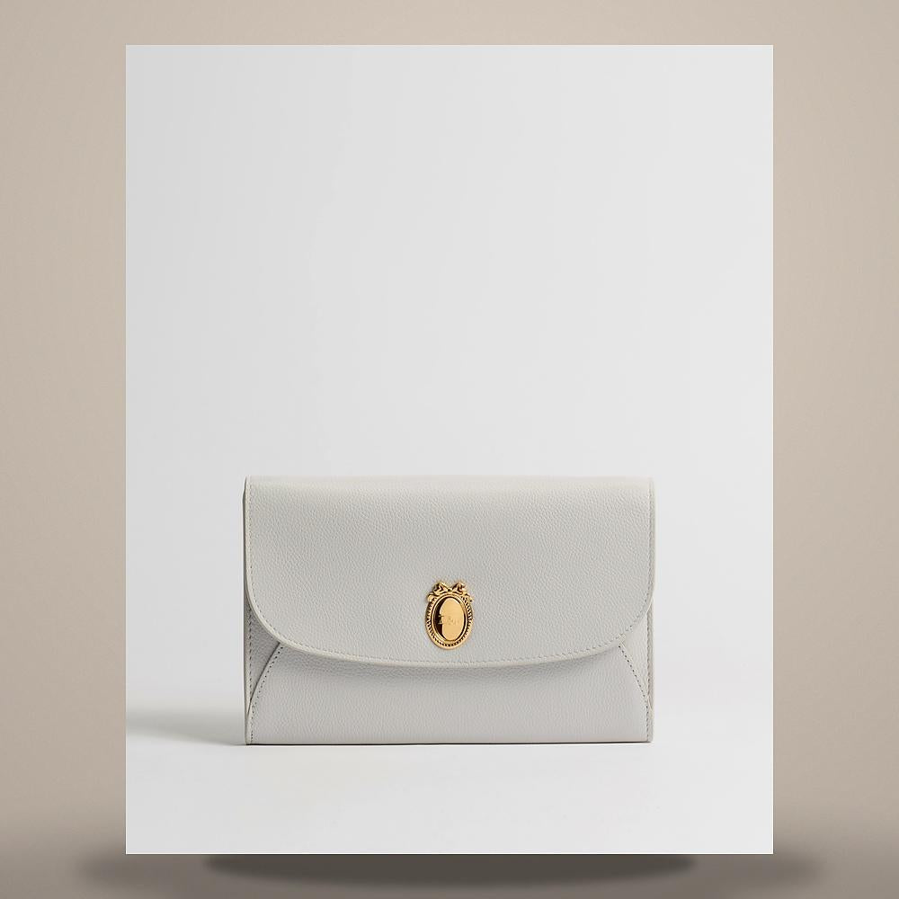 DIOR Medallion Envelope Strap Pouch Grey Khaki Grained Calfskin S S2223QGME M57G