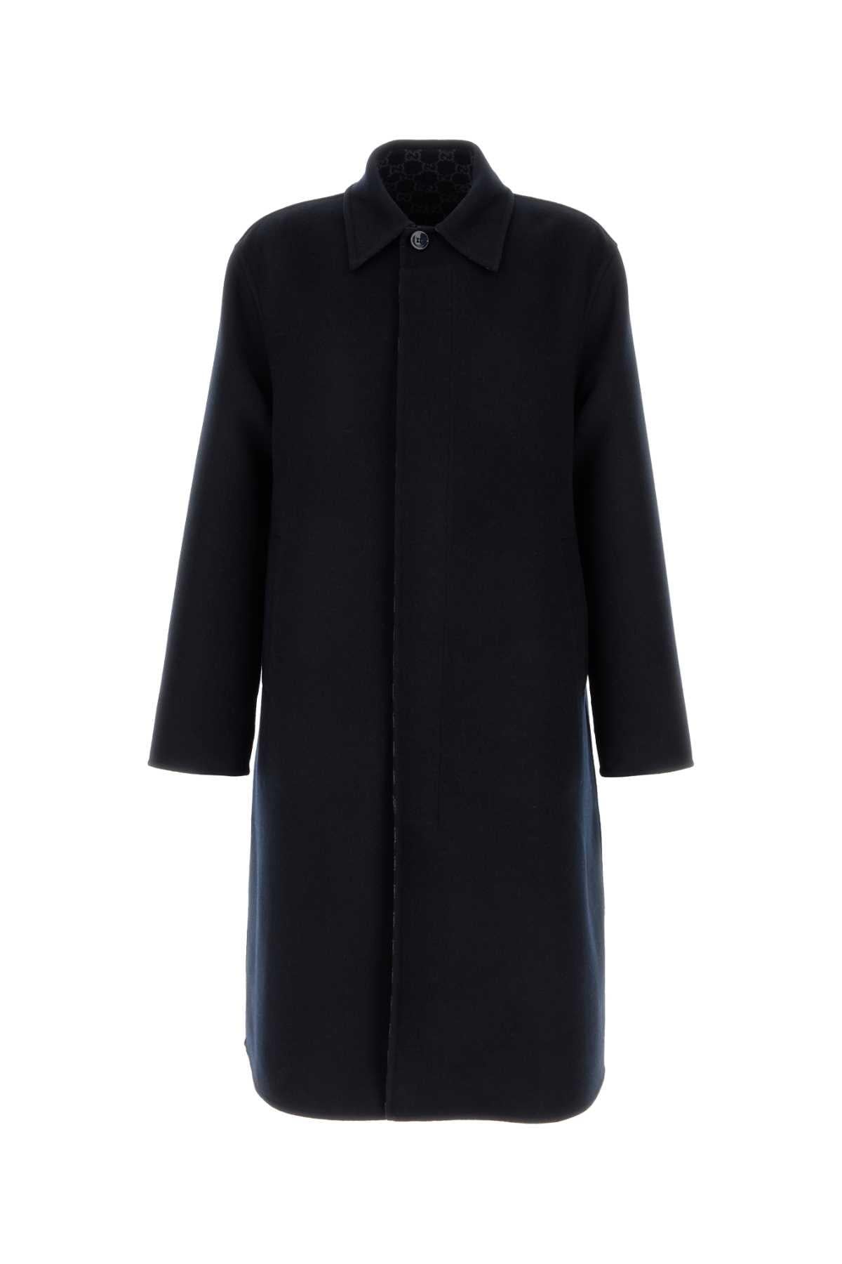 GUCCI Blue Wool Trench Coat for Men