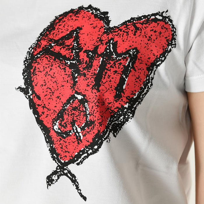 Alexander Mcqueen Scribble Heart Print Short Sleeve T-Shirt White
