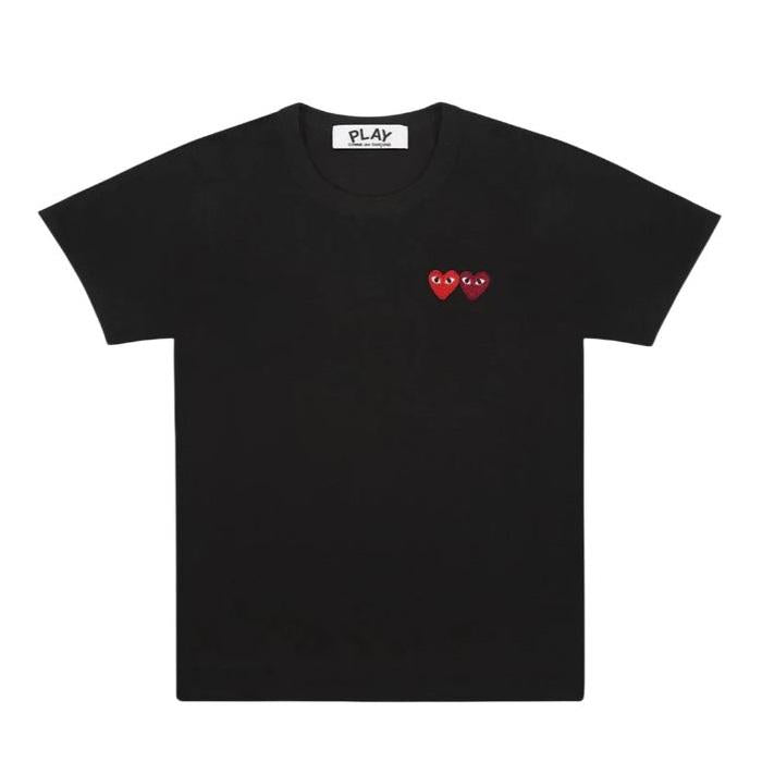 Comme des Garcons Unisex Double Heart Patch Short Sleeve T-Shirt