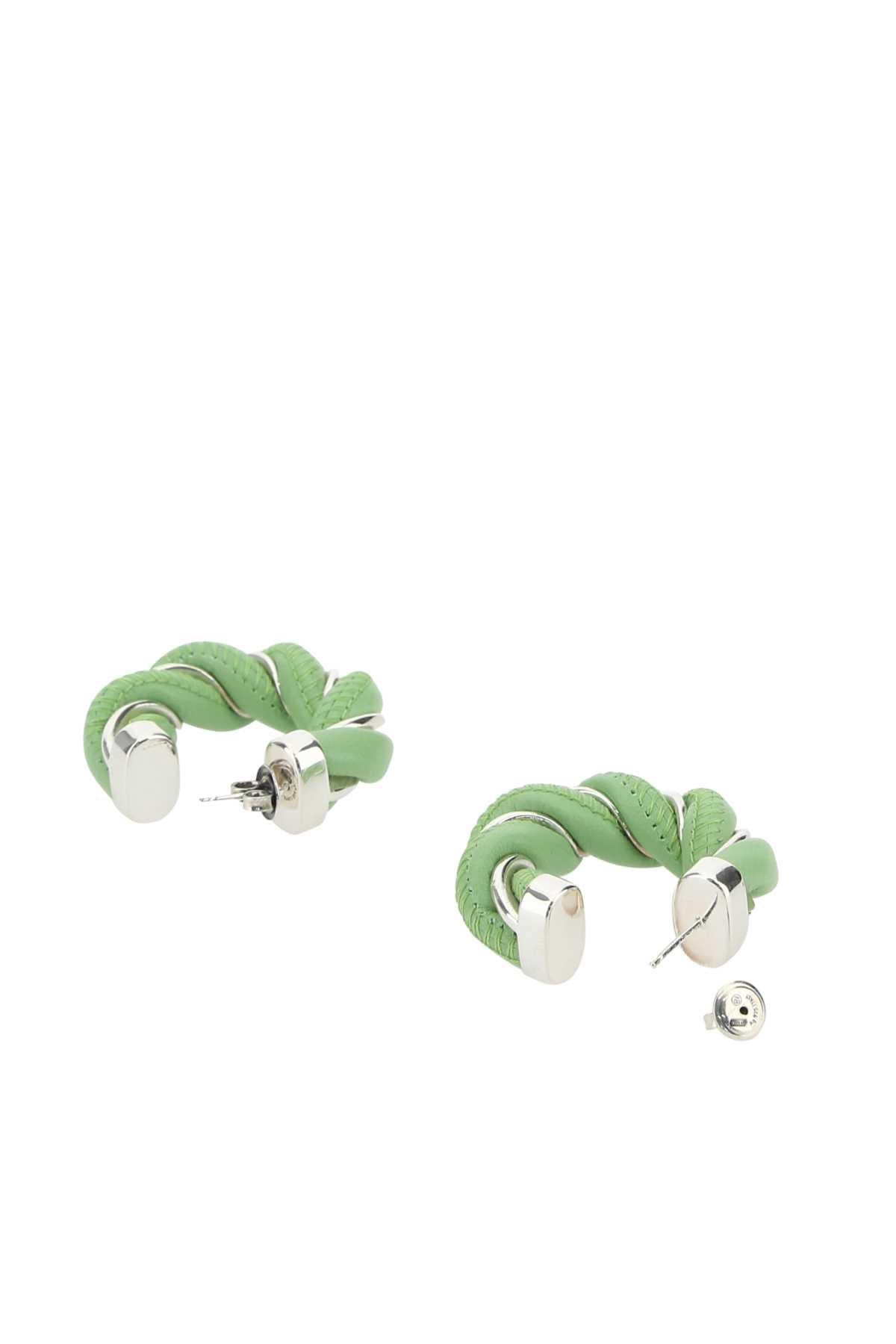Bottega Veneta Green Enamel Hoop Earrings