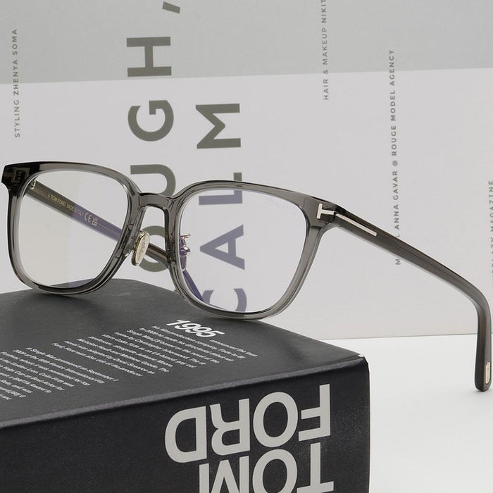 TOM FORD Blue Light Blocking Square Transparent Gray Acetate Eyegla TF5998KB 020