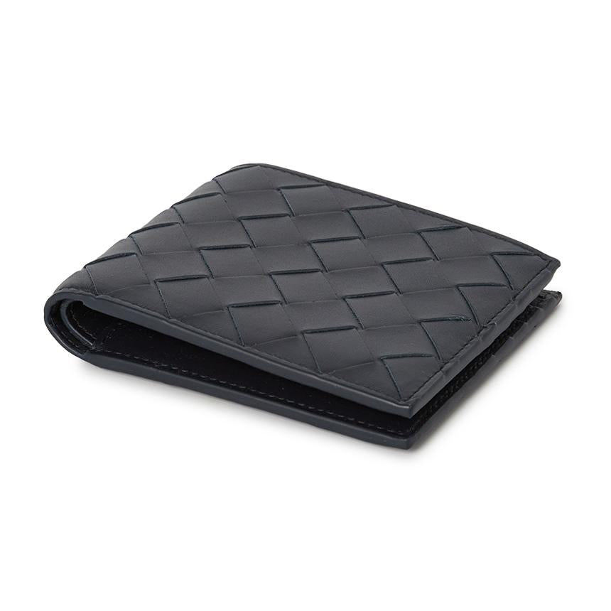 Bottega Veneta Intrecciato Leather Men’s Bifold Wallet Navy
