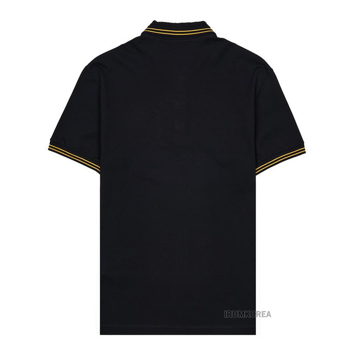Versace Men’s Patch Logo Polo T-Shirt Black Cotton