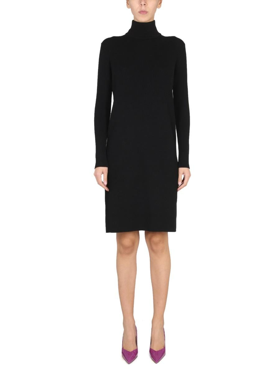 Bottega Veneta Black Long Sleeve Midi Dress