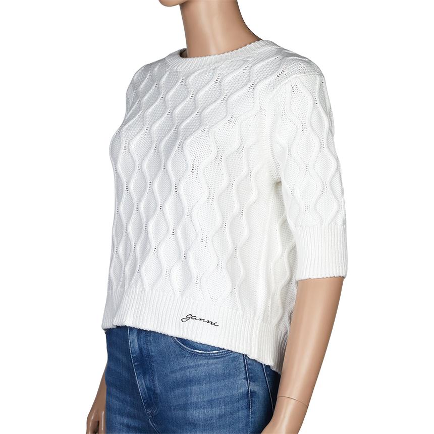 GANNI Short Sleeve Knit Crewneck Sweater