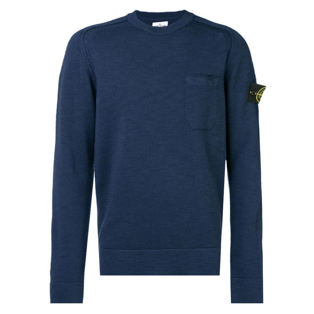 STONE ISLAND Wappen Patch Pocket Crewneck Knit Sweater 6915531D7 V0026