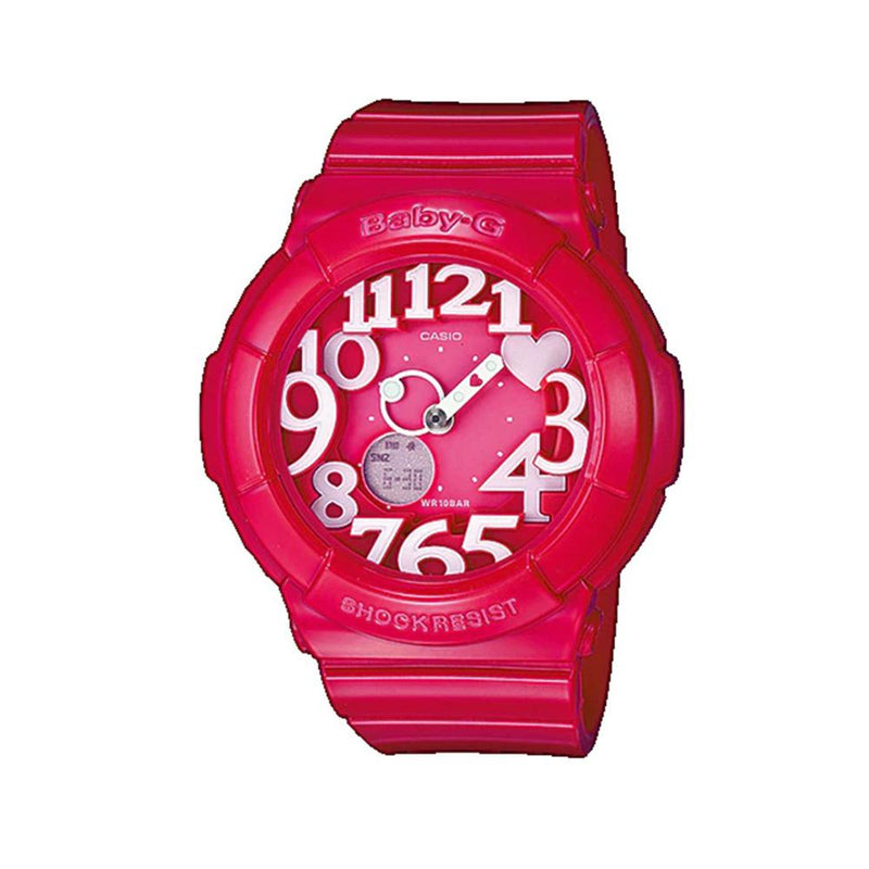 G Shock Baby-G Pink Neon Dial Resin Sports Watch BGA 130 4B